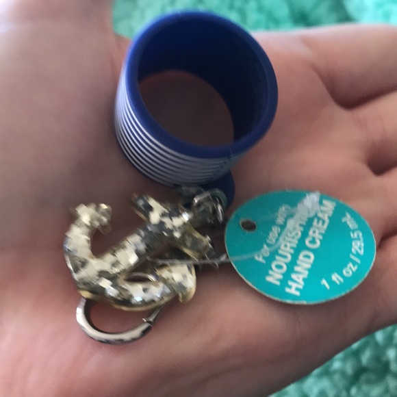 RARE BBW NOURISHING HAND CREAM HOLDER BLING ANCHOR & BLUE/WHITE STRIPED HOLDER - Picture 1 of 1